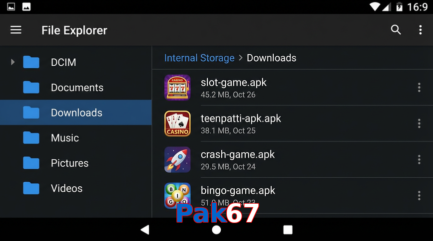 Main screen of Pak67 gameapk page for PK players